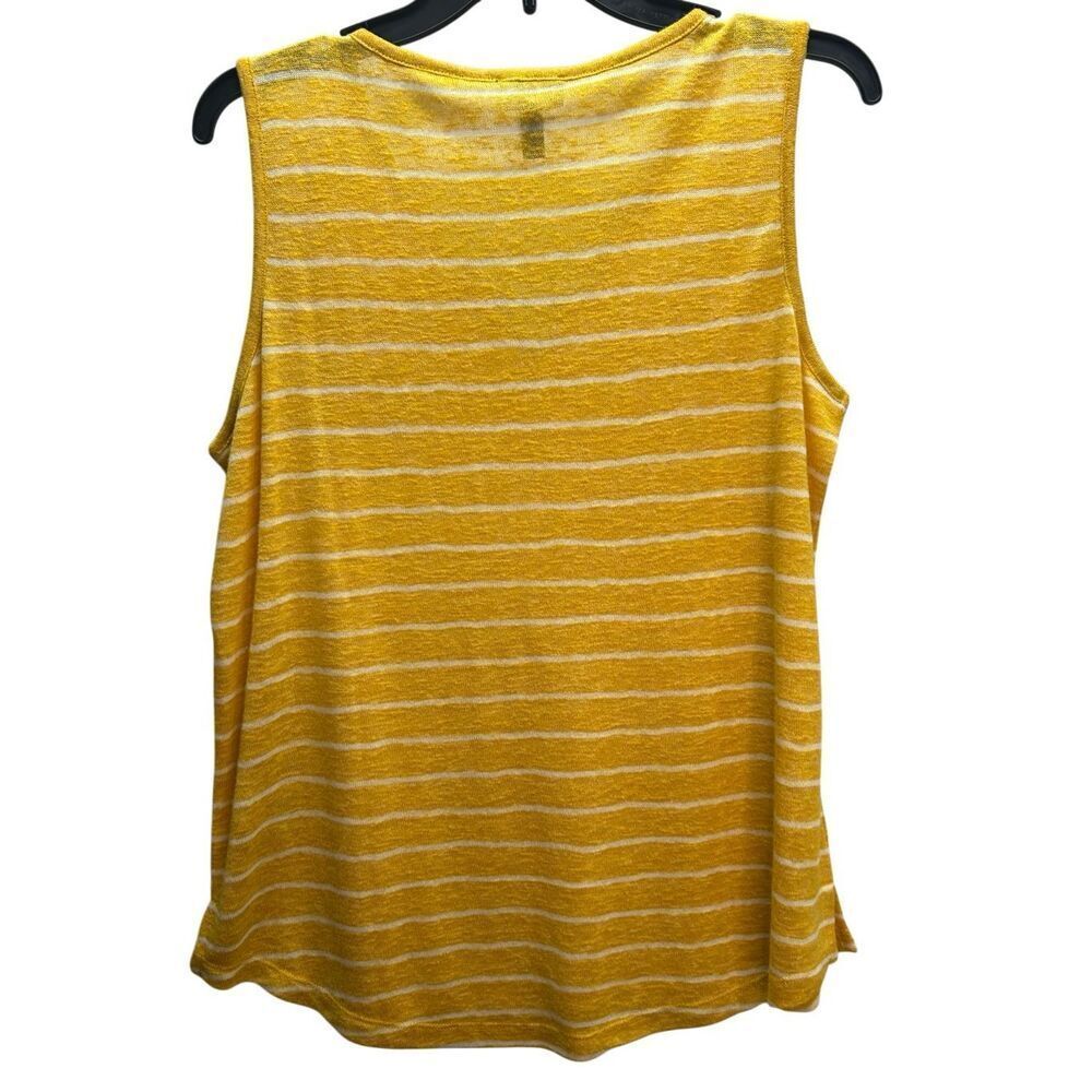 Jones New York Signature Yellow White Striped V-Neck Tank Top Womens Size L - Picture 4 of 7